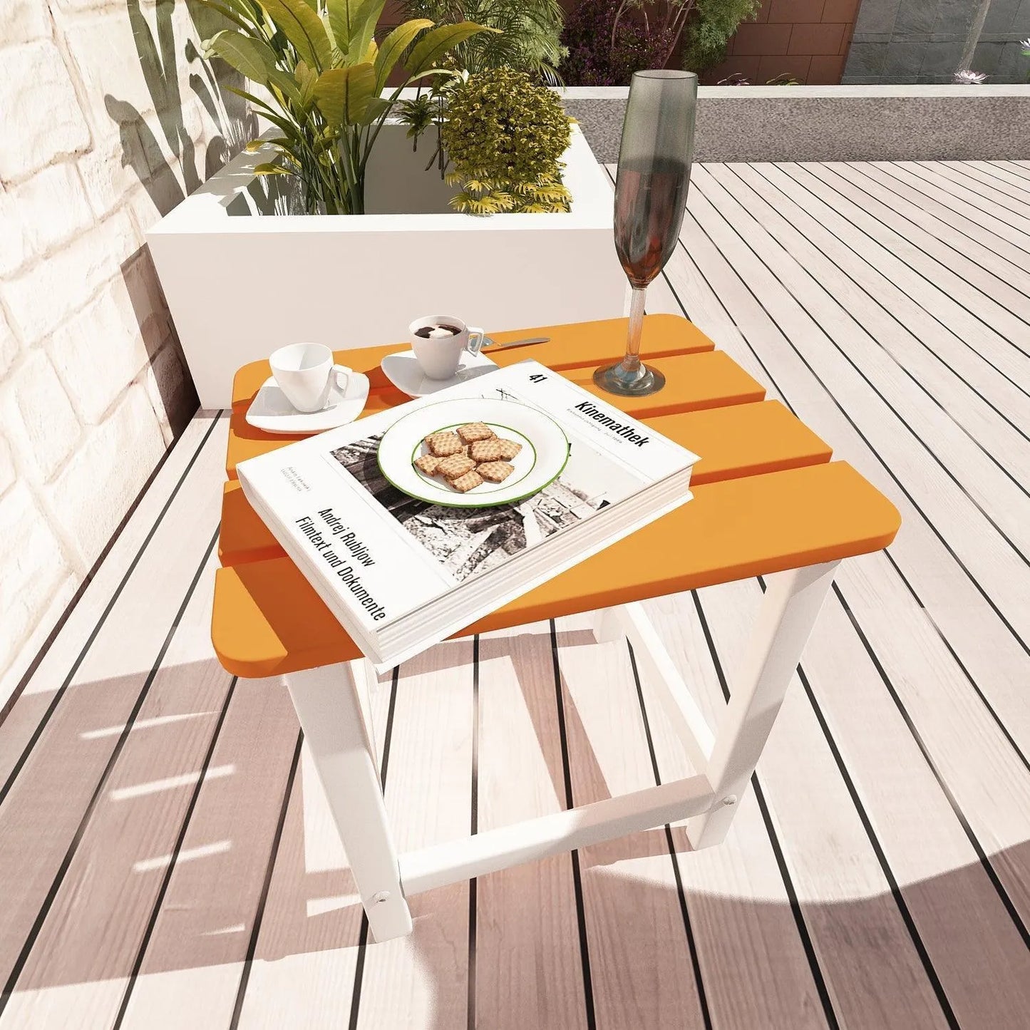 Outdoor Side Table, Square Adirondack Patio End Table for Patio, Pool, Porch Furniture Aoodor