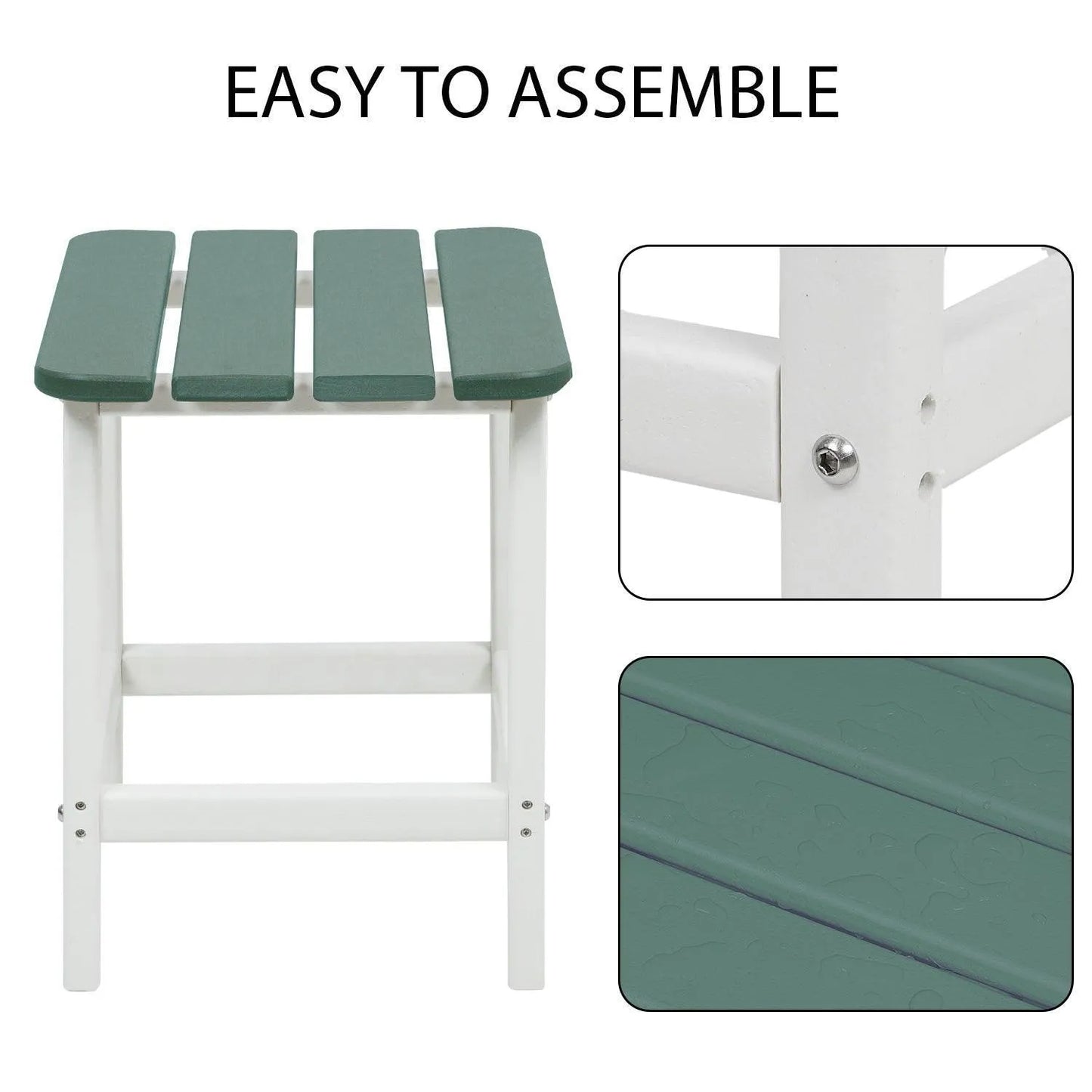 Outdoor Side Table, Square Adirondack Patio End Table for Patio, Pool, Porch Furniture Aoodor