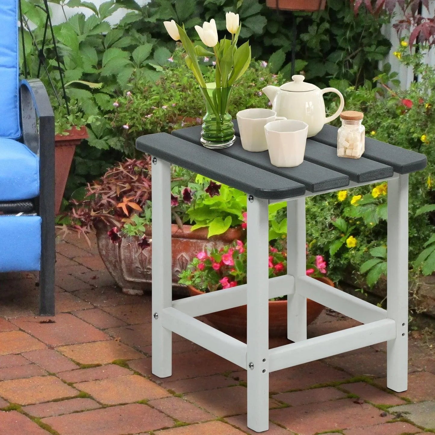 Outdoor Side Table, Square Adirondack Patio End Table for Patio, Pool, Porch Furniture Aoodor