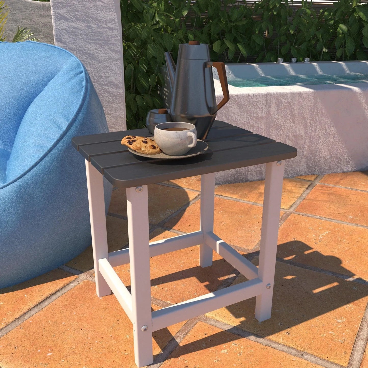 Outdoor Side Table, Square Adirondack Patio End Table for Patio, Pool, Porch Furniture Aoodor