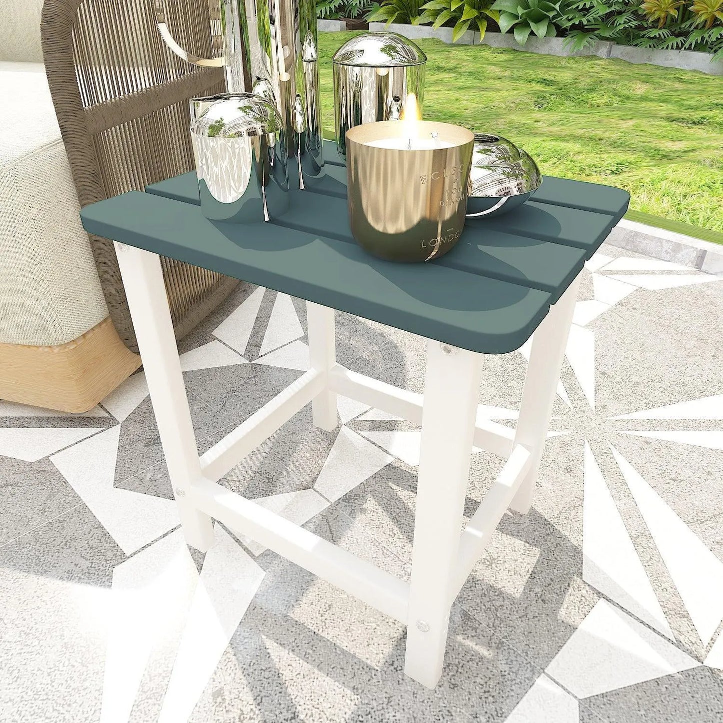 Outdoor Side Table, Square Adirondack Patio End Table for Patio, Pool, Porch Furniture Aoodor