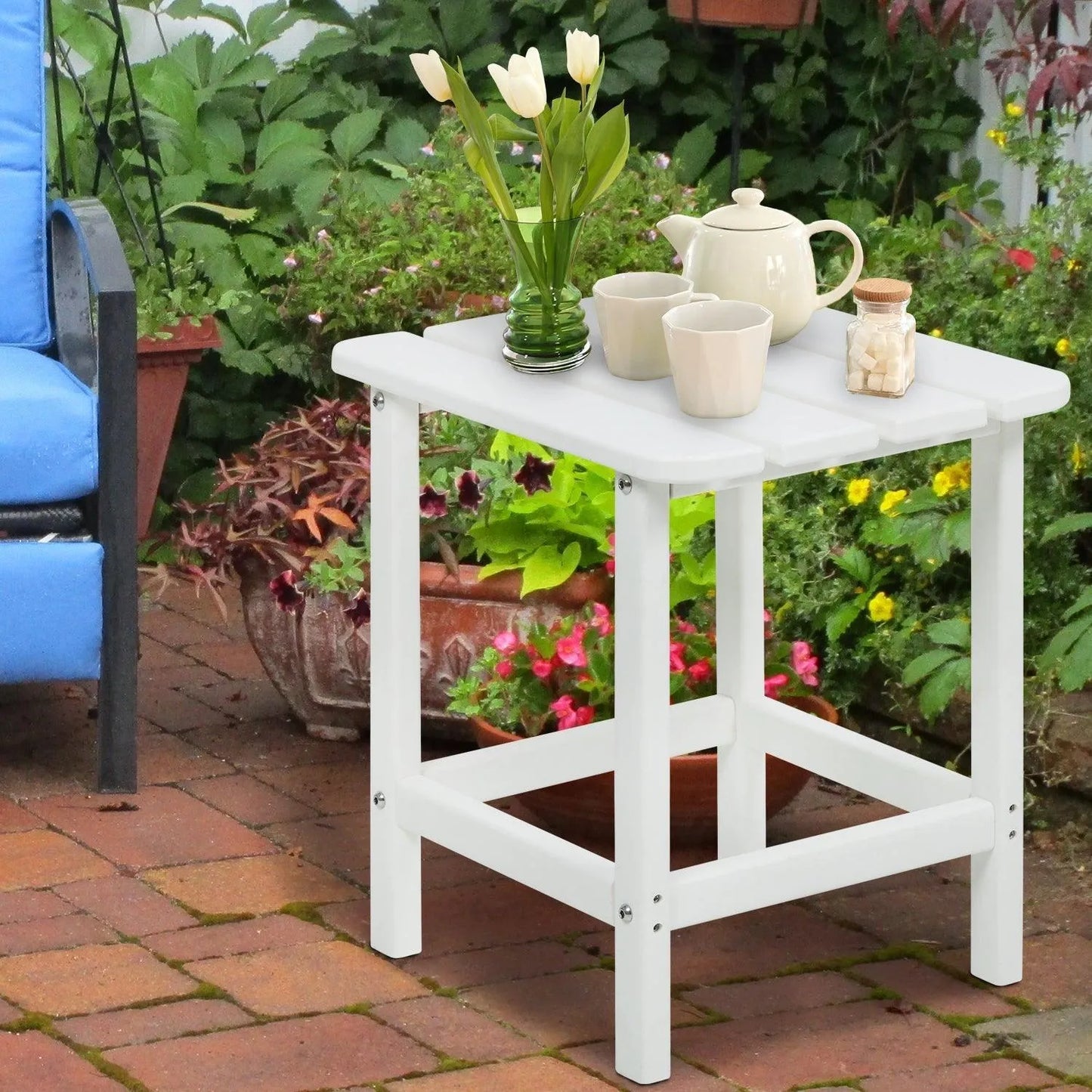 Outdoor Side Table, Square Adirondack Patio End Table for Patio, Pool, Porch Furniture Aoodor