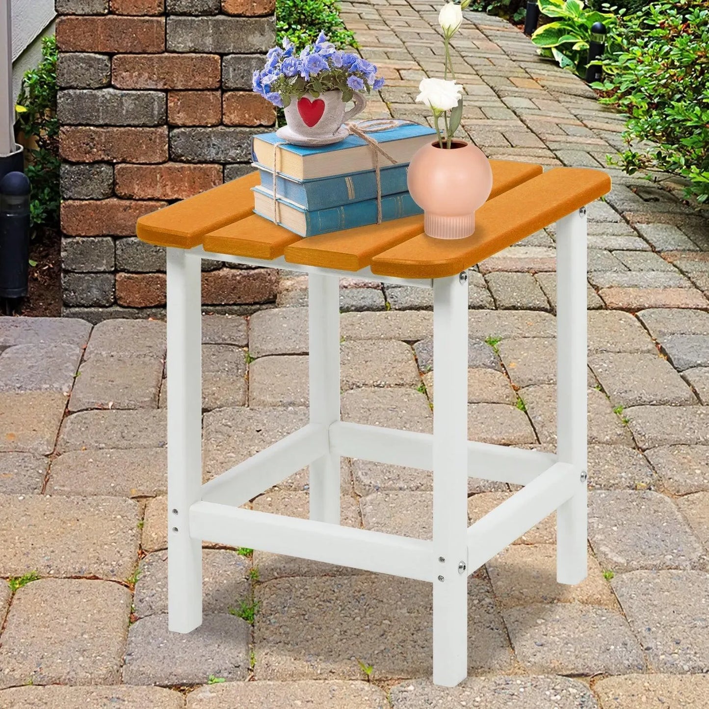 Outdoor Side Table, Square Adirondack Patio End Table for Patio, Pool, Porch Furniture Aoodor