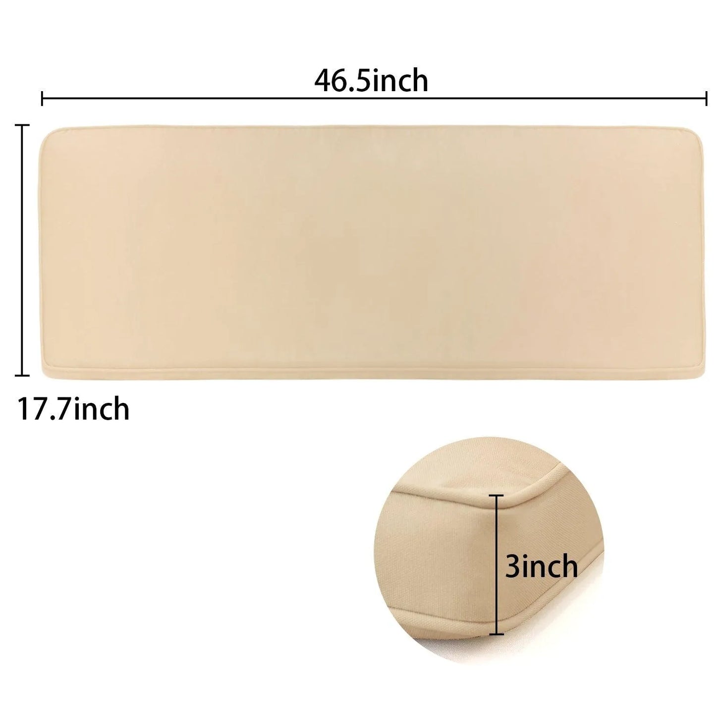 Patio Bench Cushion 46.5” x 17.5” x 3” CUSHION Aoodor