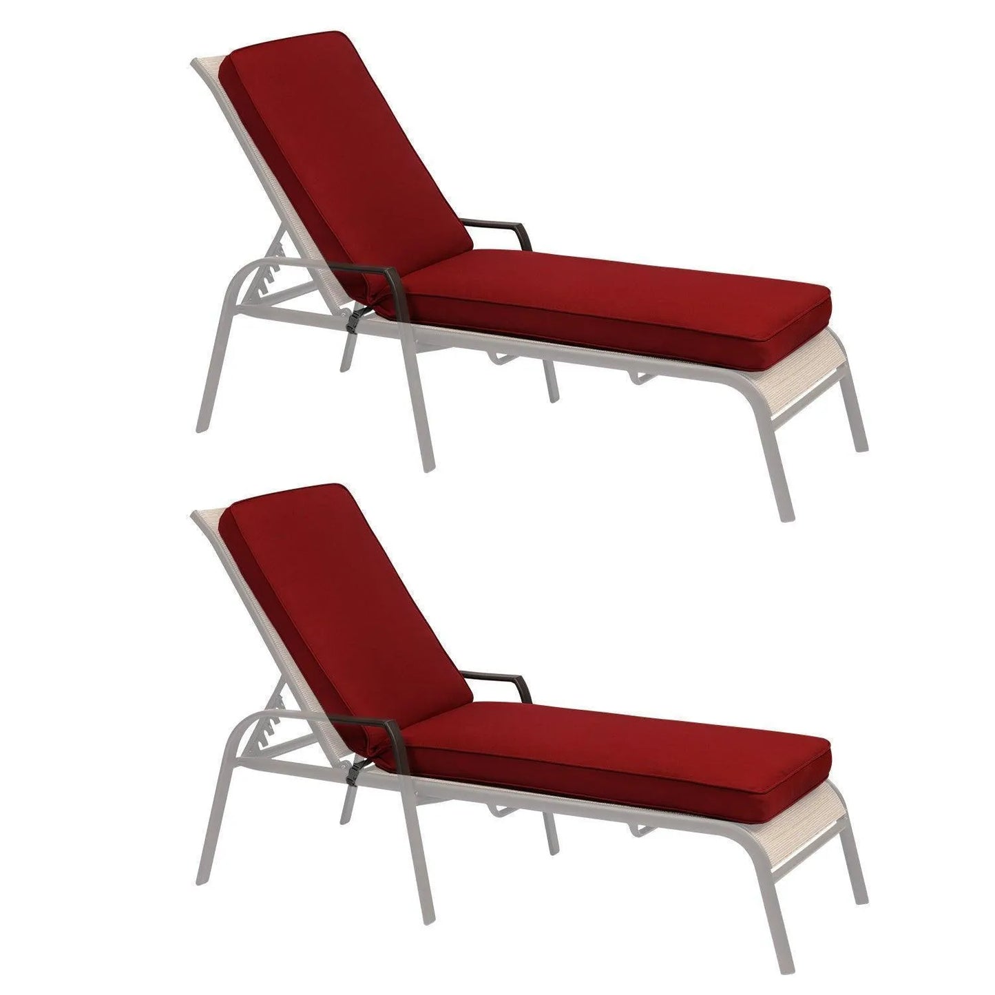 Patio Chaise Lounger Cushions Set of 2, Olefin Fabric, Water-Resistant, 72x21x3 Inches(Only Cushions) CUSHION Aoodor Wine Red