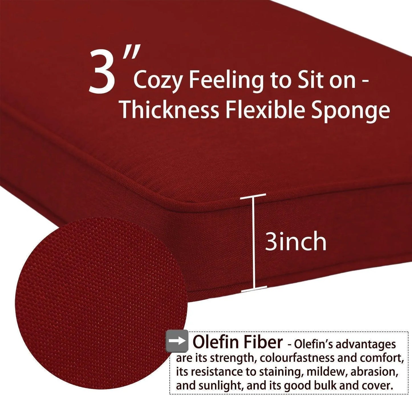 Patio Chaise Lounger Cushions Set of 2, Olefin Fabric, Water-Resistant, 72x21x3 Inches(Only Cushions) CUSHION Aoodor