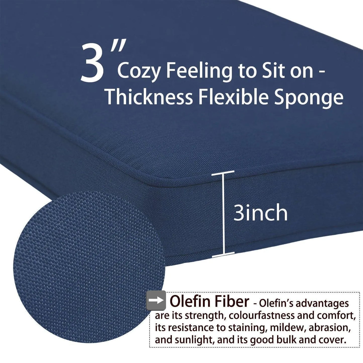 Patio Chaise Lounger Cushions Set of 2, Olefin Fabric, Water-Resistant, 72x21x3 Inches(Only Cushions) CUSHION Aoodor