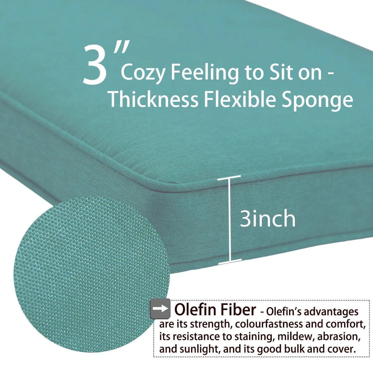 Patio Chaise Lounger Cushions Set of 2, Olefin Fabric, Water-Resistant, 72x21x3 Inches(Only Cushions) CUSHION Aoodor