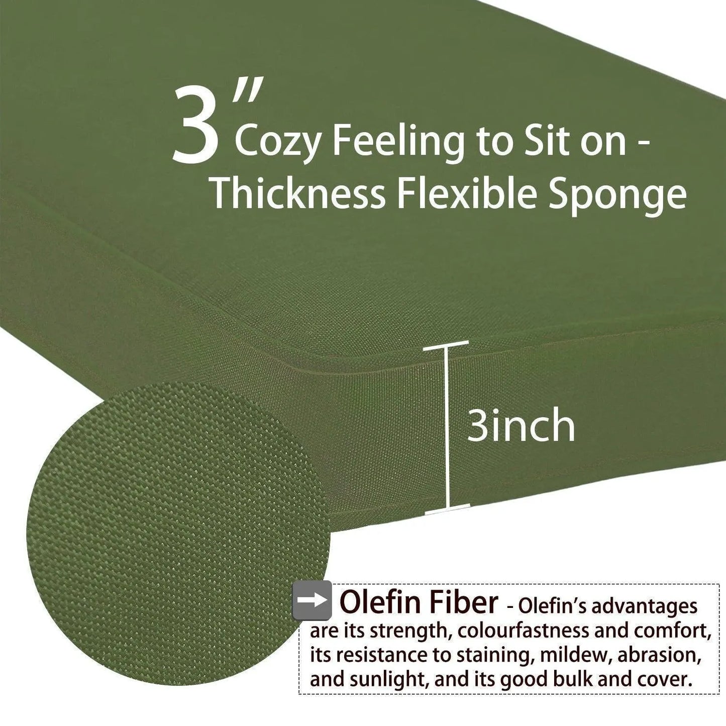 Patio Chaise Lounger Cushions Set of 2, Olefin Fabric, Water-Resistant, 72x21x3 Inches(Only Cushions) CUSHION Aoodor