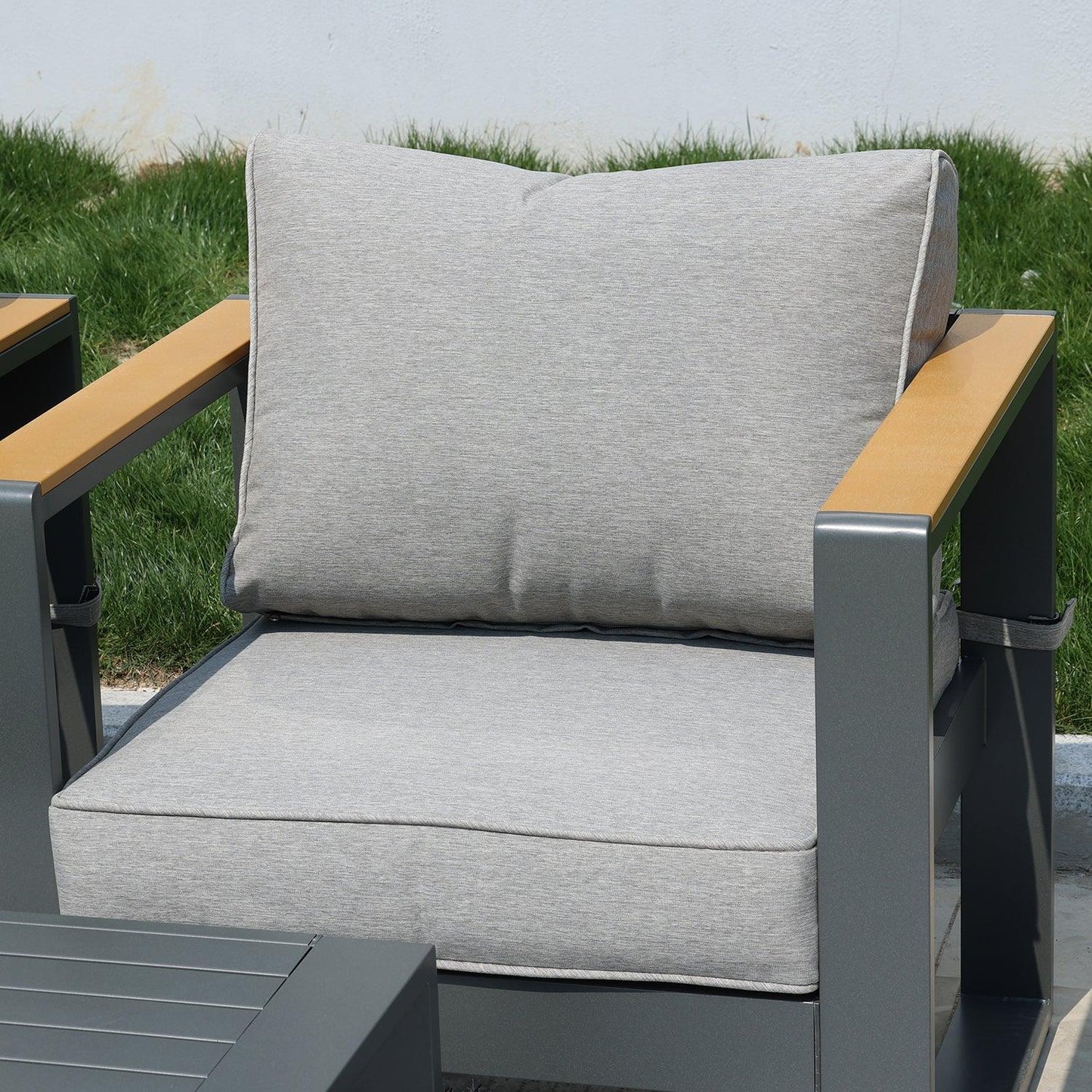 2 PCS Armchairs Aluminum Sofa Couch Deep Seat with Thick Cushions Furniture Aoodor LLC