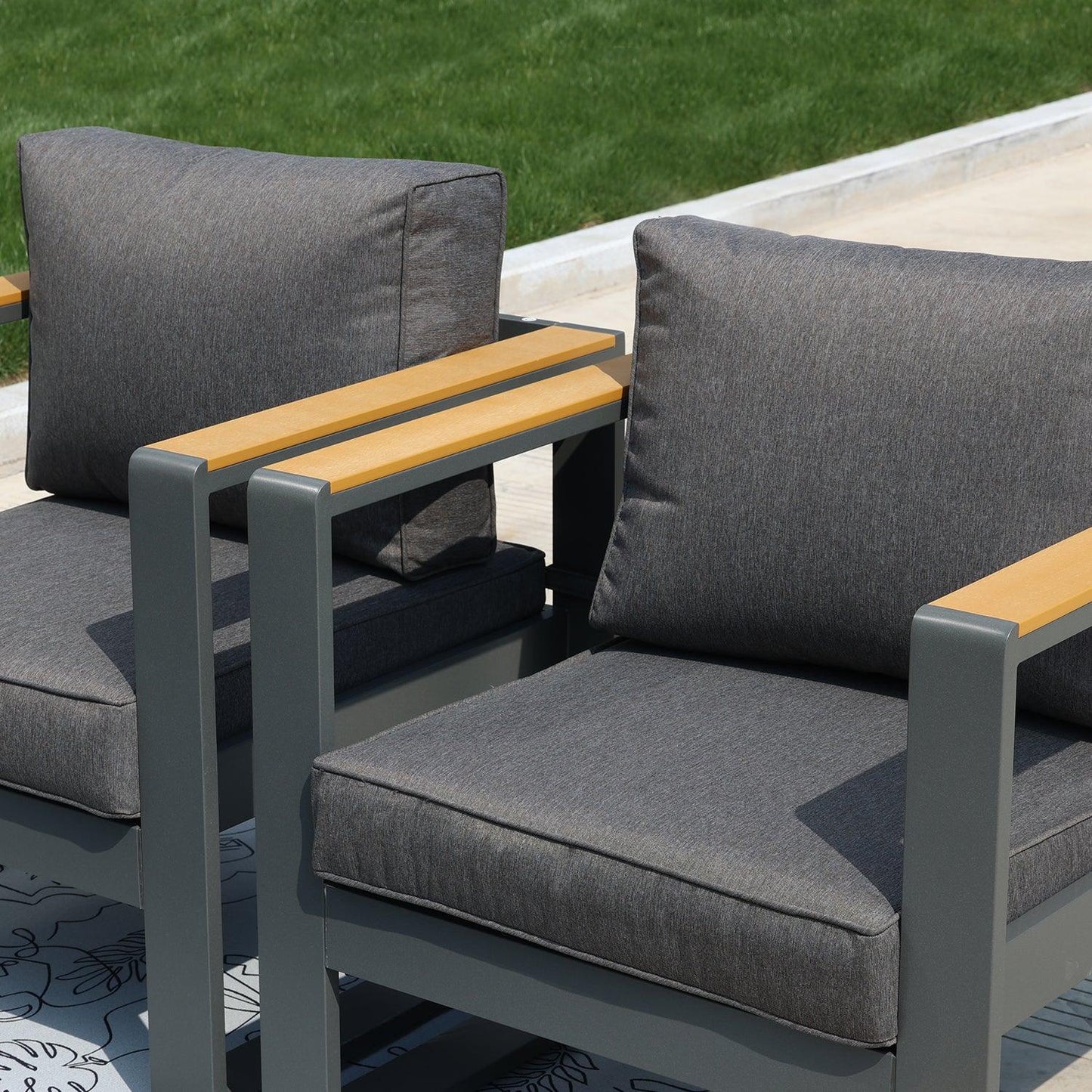 2 PCS Armchairs Aluminum Sofa Couch Deep Seat with Thick Cushions Furniture Aoodor LLC