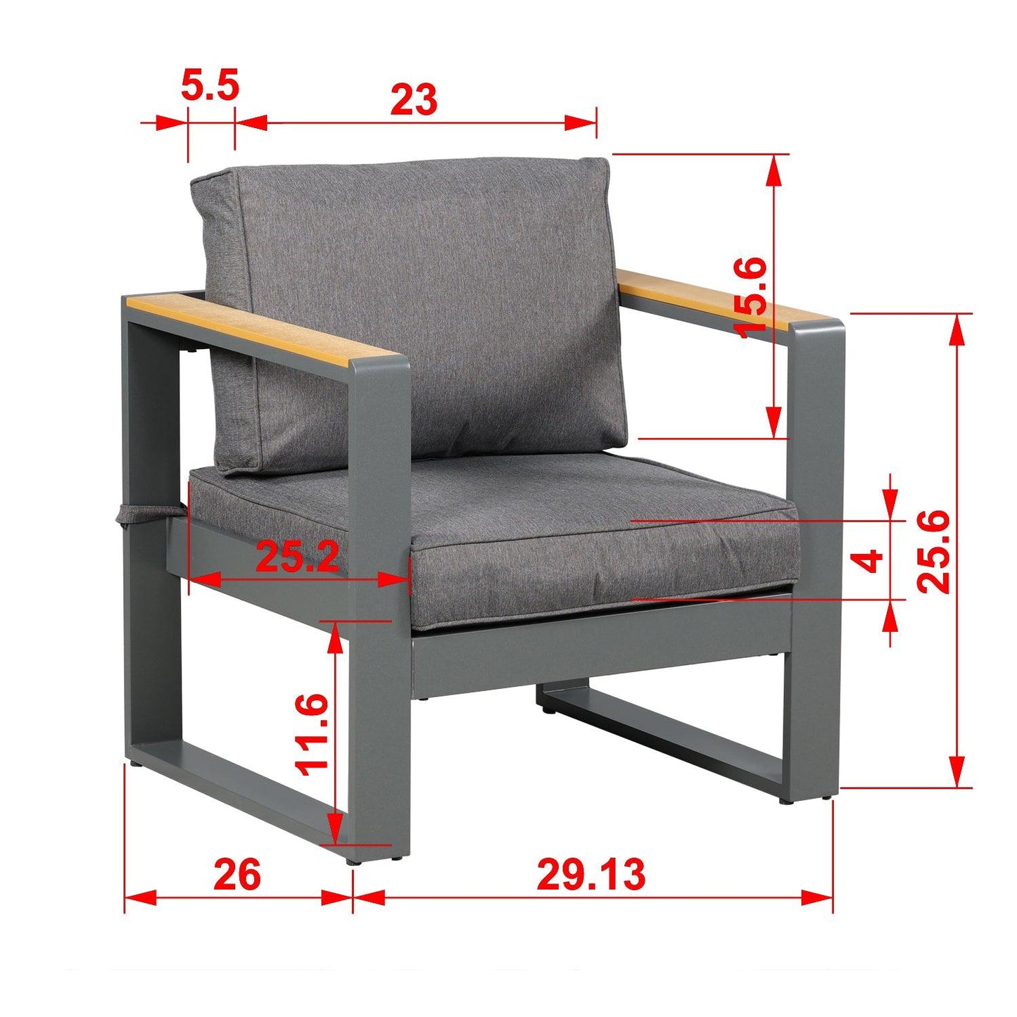 2 PCS Armchairs Aluminum Sofa Couch Deep Seat with Thick Cushions Furniture Aoodor LLC