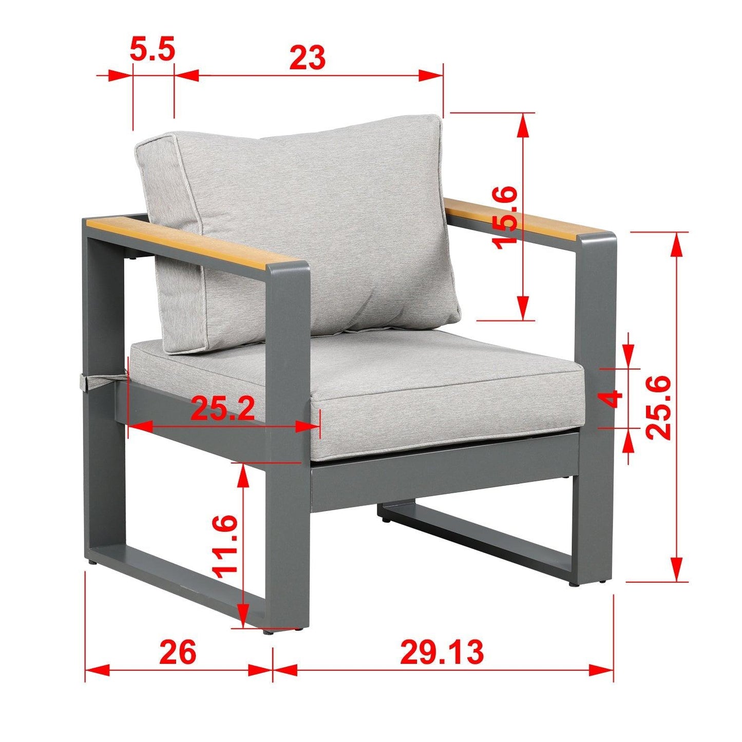 2 PCS Armchairs Aluminum Sofa Couch Deep Seat with Thick Cushions Furniture Aoodor LLC