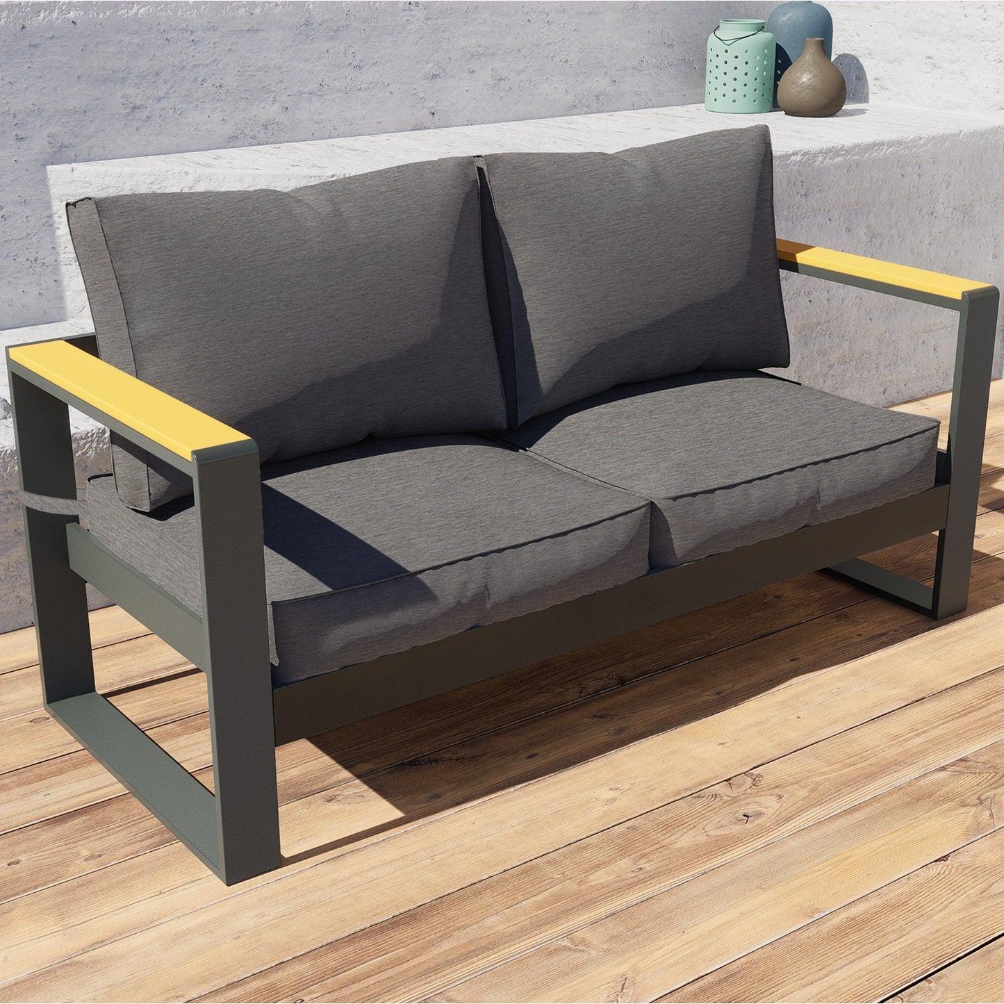 Patio Furniture Loveseat Aluminum Sofa Couch Deep Seat - All-Weather Resistant Outdoor Conversation Set with Thick Cushions Furniture Aoodor LLC