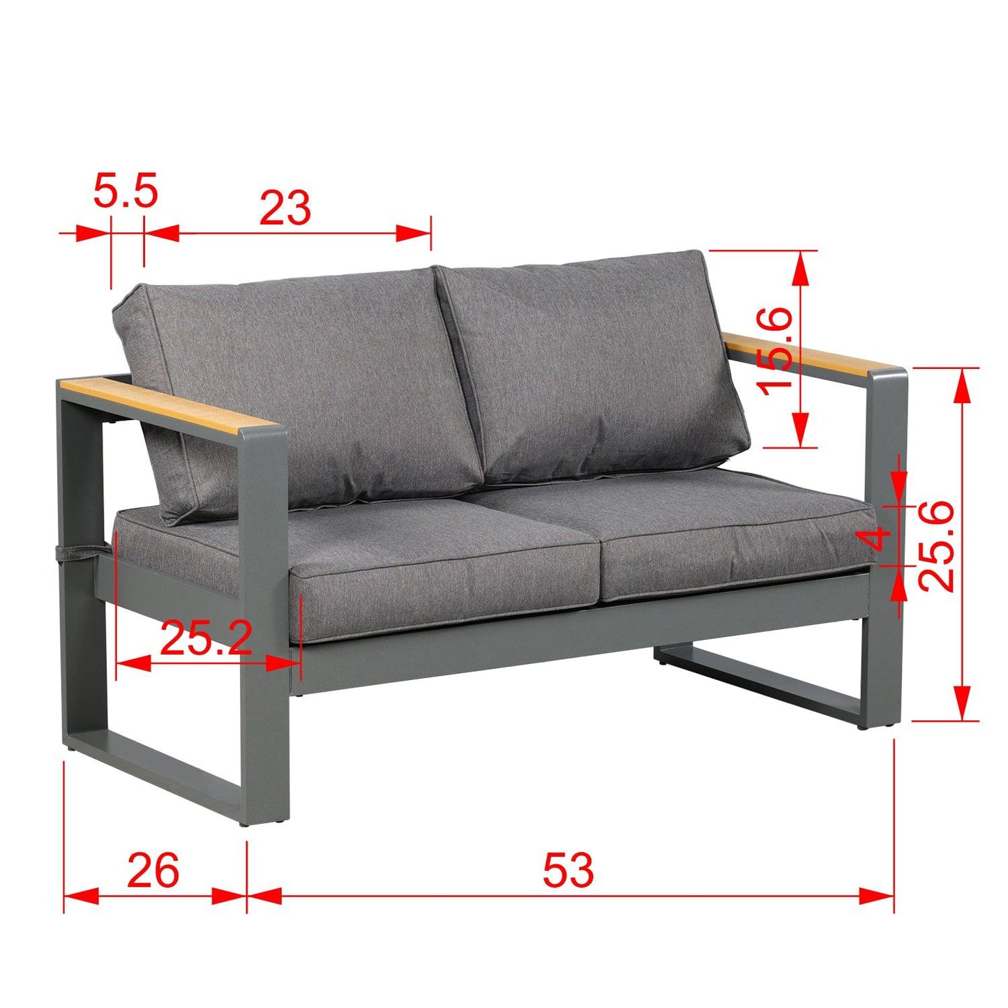 Patio Furniture Loveseat Aluminum Sofa Couch Deep Seat - All-Weather Resistant Outdoor Conversation Set with Thick Cushions Furniture Aoodor LLC