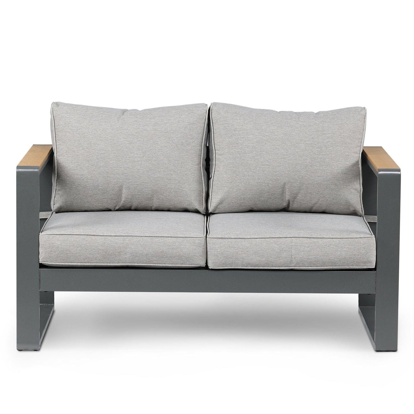 Patio Furniture Loveseat Aluminum Sofa Couch Deep Seat - All-Weather Resistant Outdoor Conversation Set with Thick Cushions Furniture Aoodor LLC Light Grey