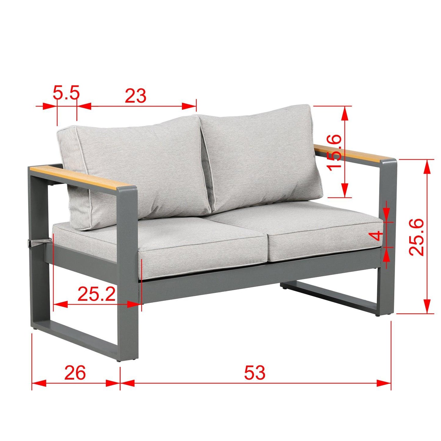 Patio Furniture Loveseat Aluminum Sofa Couch Deep Seat - All-Weather Resistant Outdoor Conversation Set with Thick Cushions Furniture Aoodor LLC