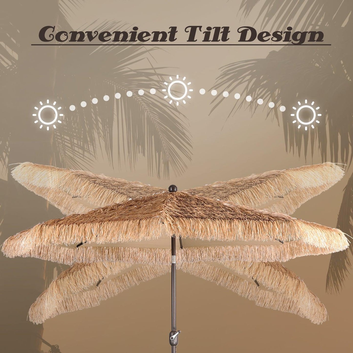 Patio Umbrella Thatched Outdoor Umbrella (No Base) Patio Umbrella Aoodor LLC