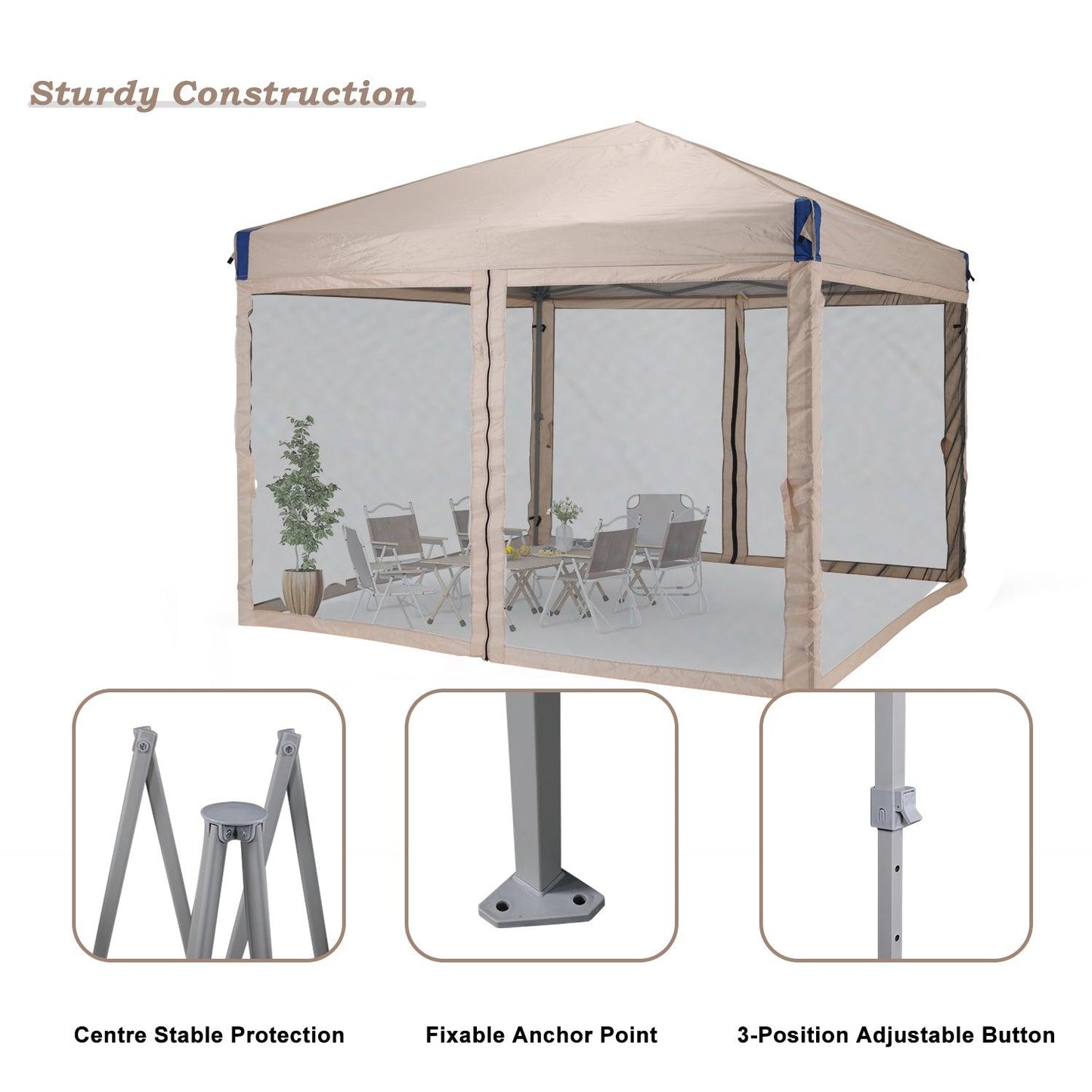 Pop Up Canopy Tent with Removable Mesh Sidewalls Gazebo part Aoodor LLC