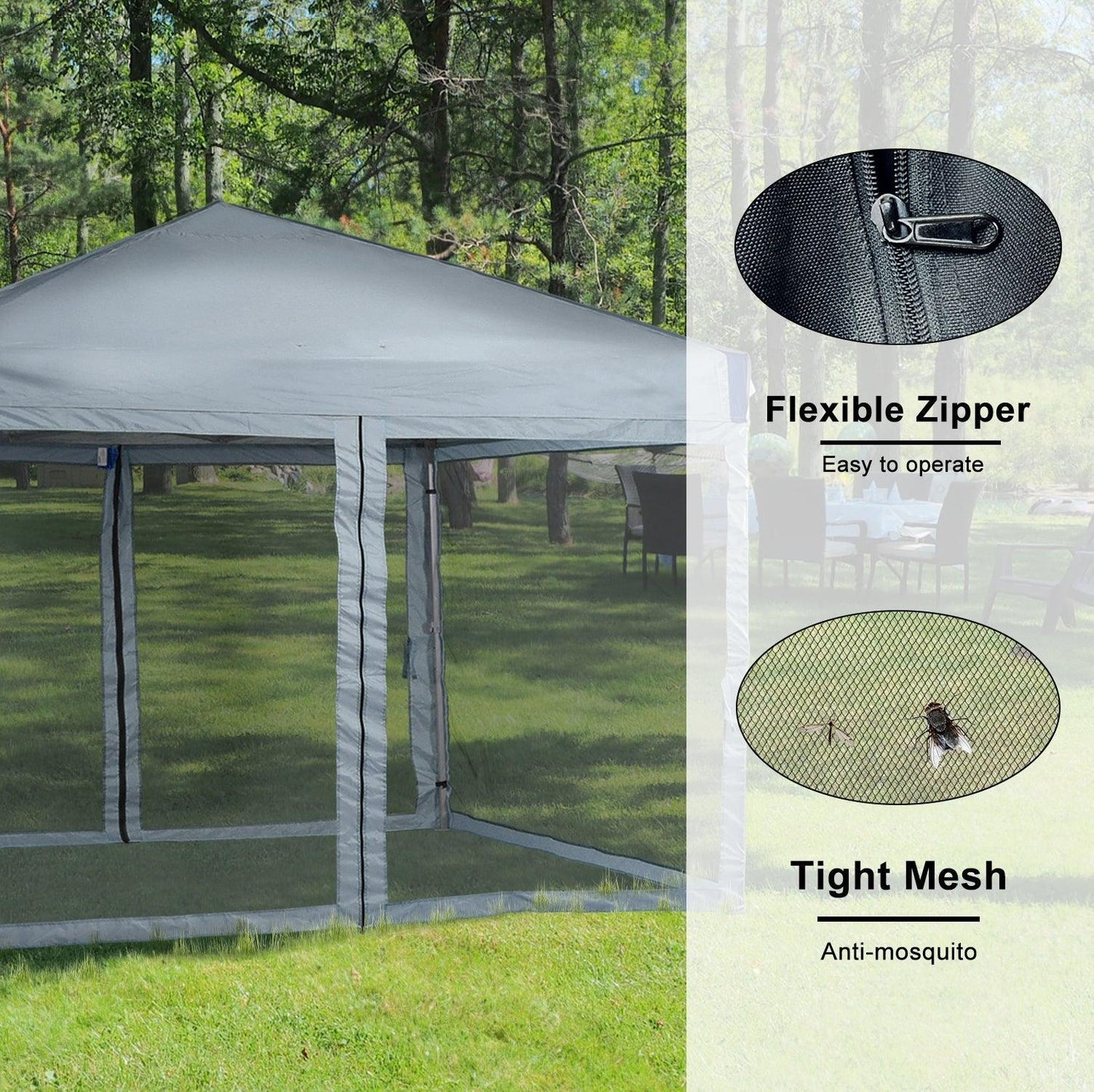 Pop Up Canopy Tent with Removable Mesh Sidewalls Gazebo part Aoodor LLC