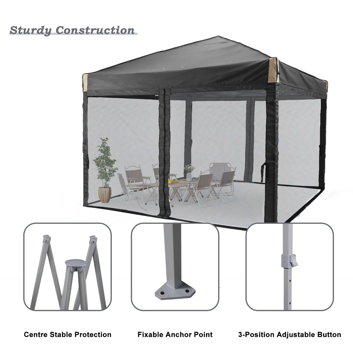 Pop Up Canopy Tent with Removable Mesh Sidewalls Gazebo part Aoodor LLC