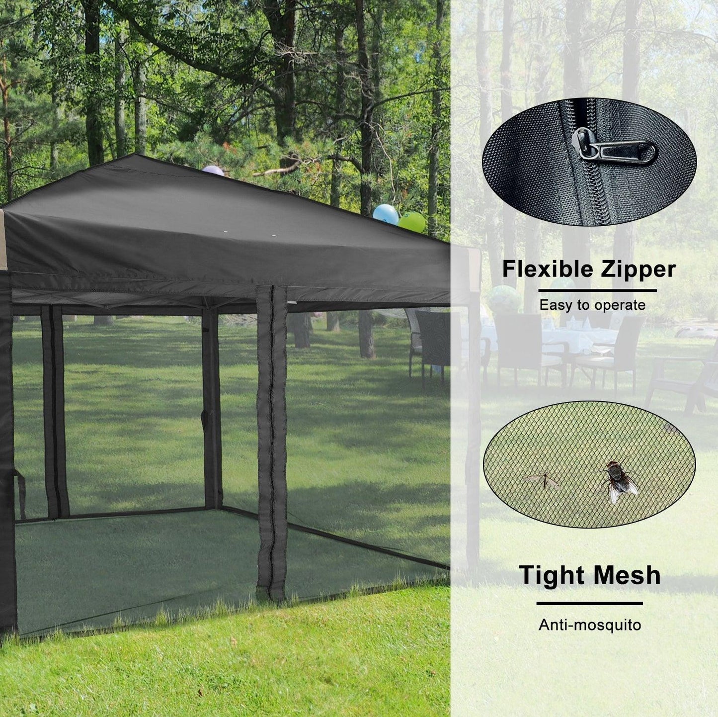 Pop Up Canopy Tent with Removable Mesh Sidewalls Gazebo part Aoodor LLC