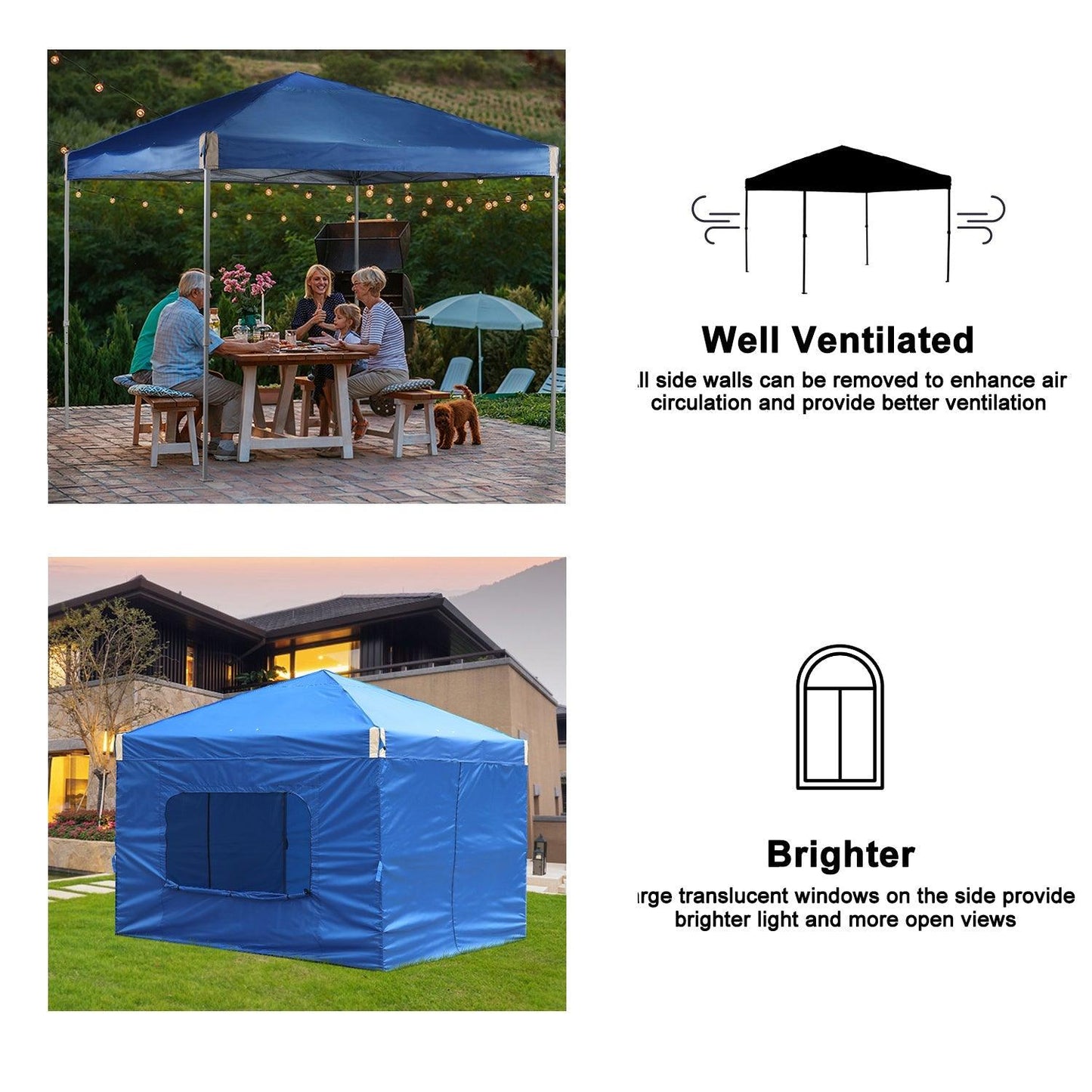 Pop Up Canopy Tent with Removable Mesh Window Sidewalls Gazebo part Aoodor LLC