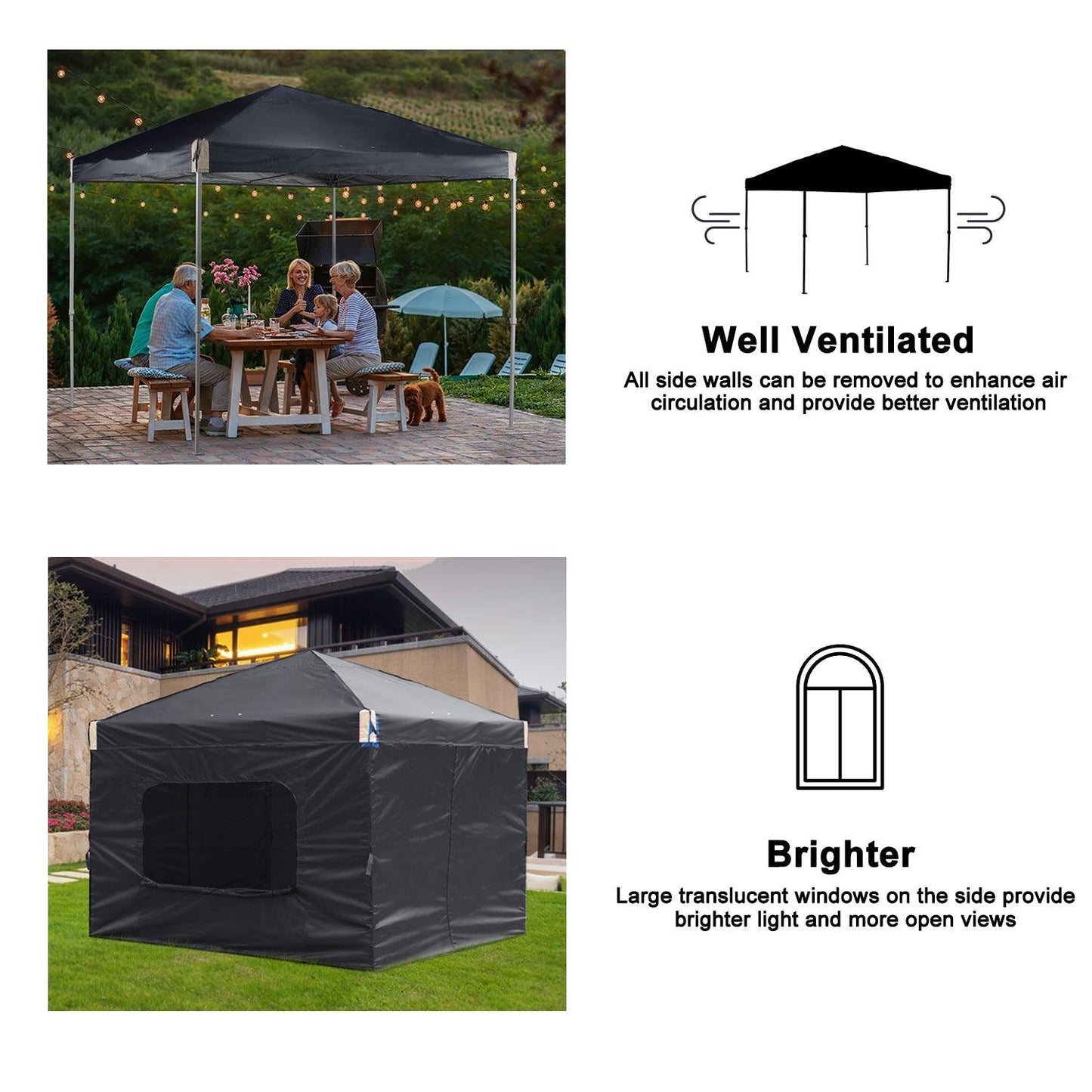 Pop Up Canopy Tent with Removable Mesh Window Sidewalls Gazebo part Aoodor LLC