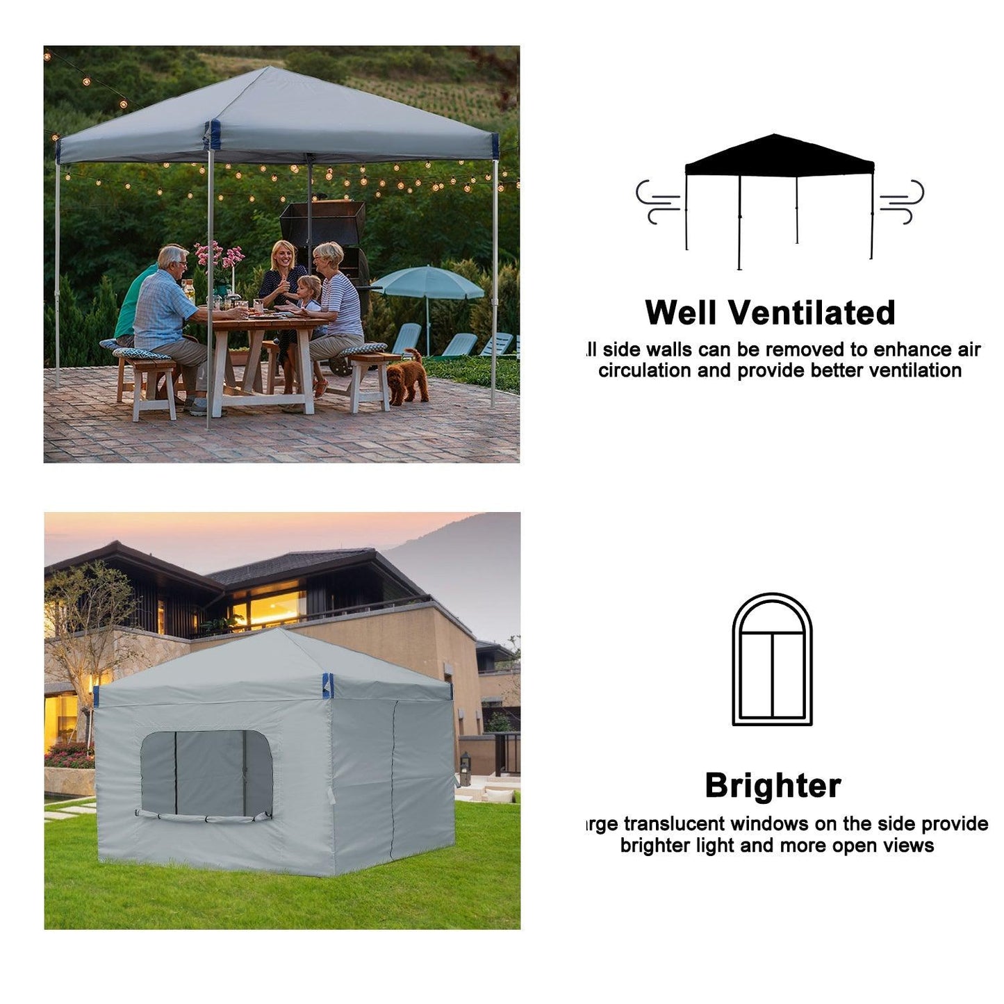 Pop Up Canopy Tent with Removable Mesh Window Sidewalls Gazebo part Aoodor LLC