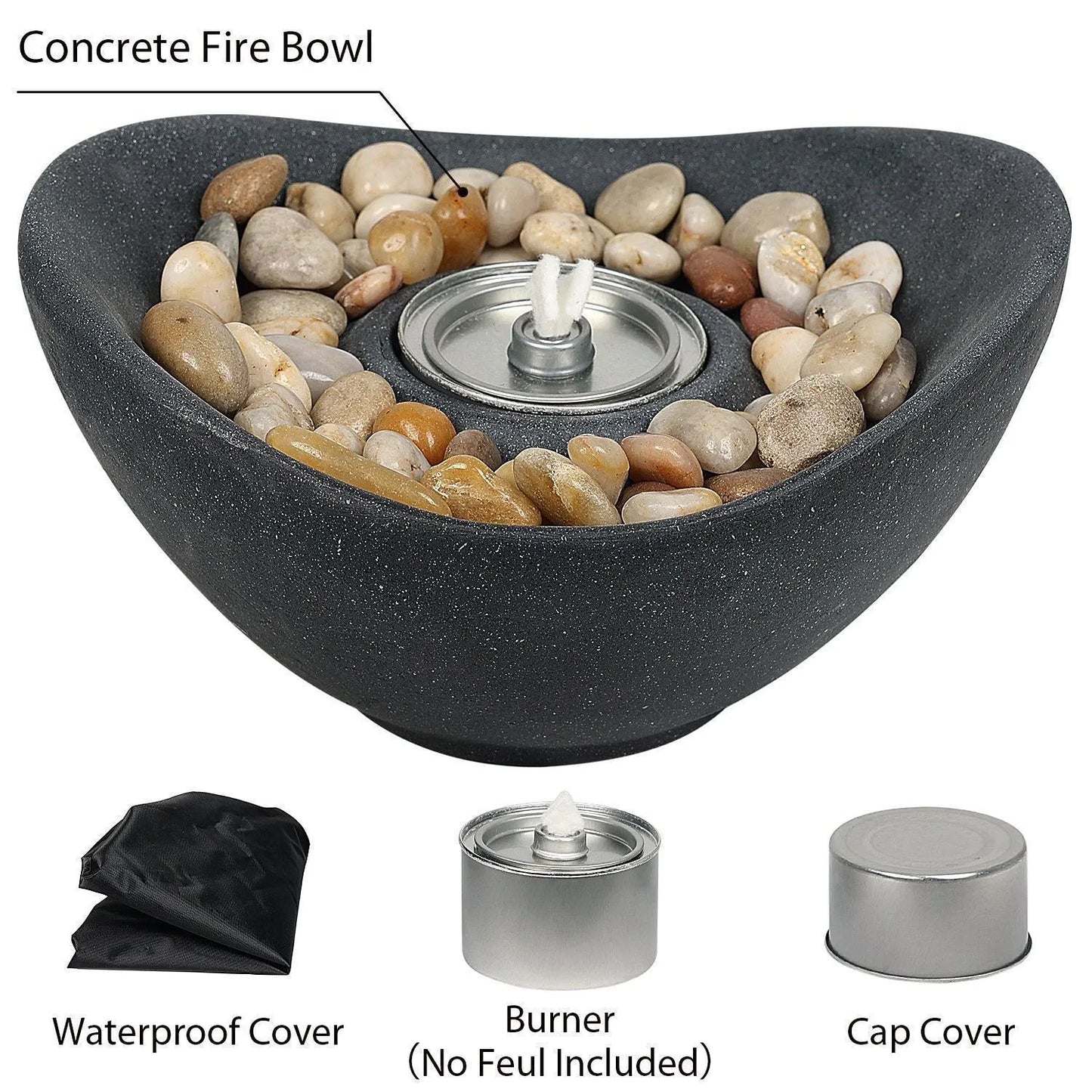 Portable Concrete Fire Pit - Indoor/Outdoor Tabletop Fireplace for Balcony, Patio Decor Tool Aoodor