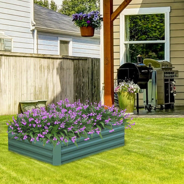 4x4x1/4x2x1/4x3x1 ft. Outdoor Raised Garden Bed- Reinforced Galvanized Steel Planter Box - Aoodor