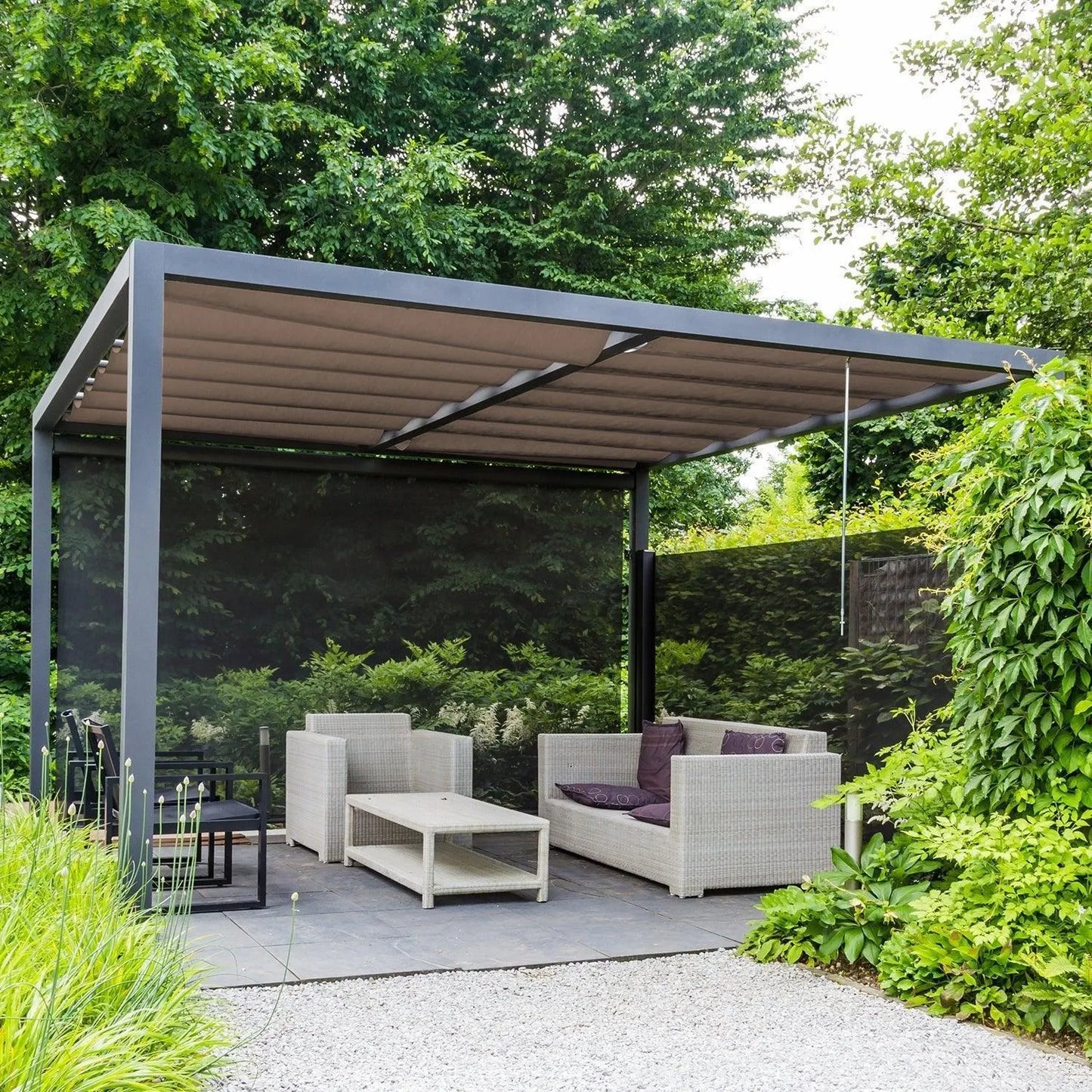 Replacement Pergola Canopy - Retractable Shade in Dark Brown Fabric for 10 x 10 ft /10 x 13 ft Pergola Pergola Aoodor LLC
