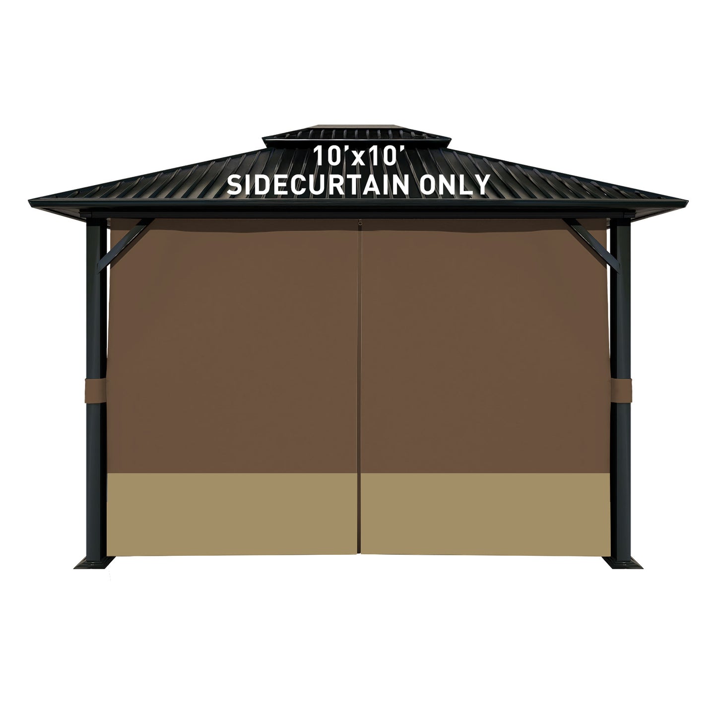 Outdoor Gazebo Curtains, 4 Panels Privacy Sidewall Replacement (Curtain Only) - Coffee and Khaki