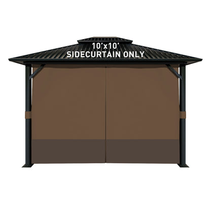 Outdoor Gazebo Curtains, 4 Panels Privacy Sidewall Replacement (Curtain Only) - Brown and Coffee