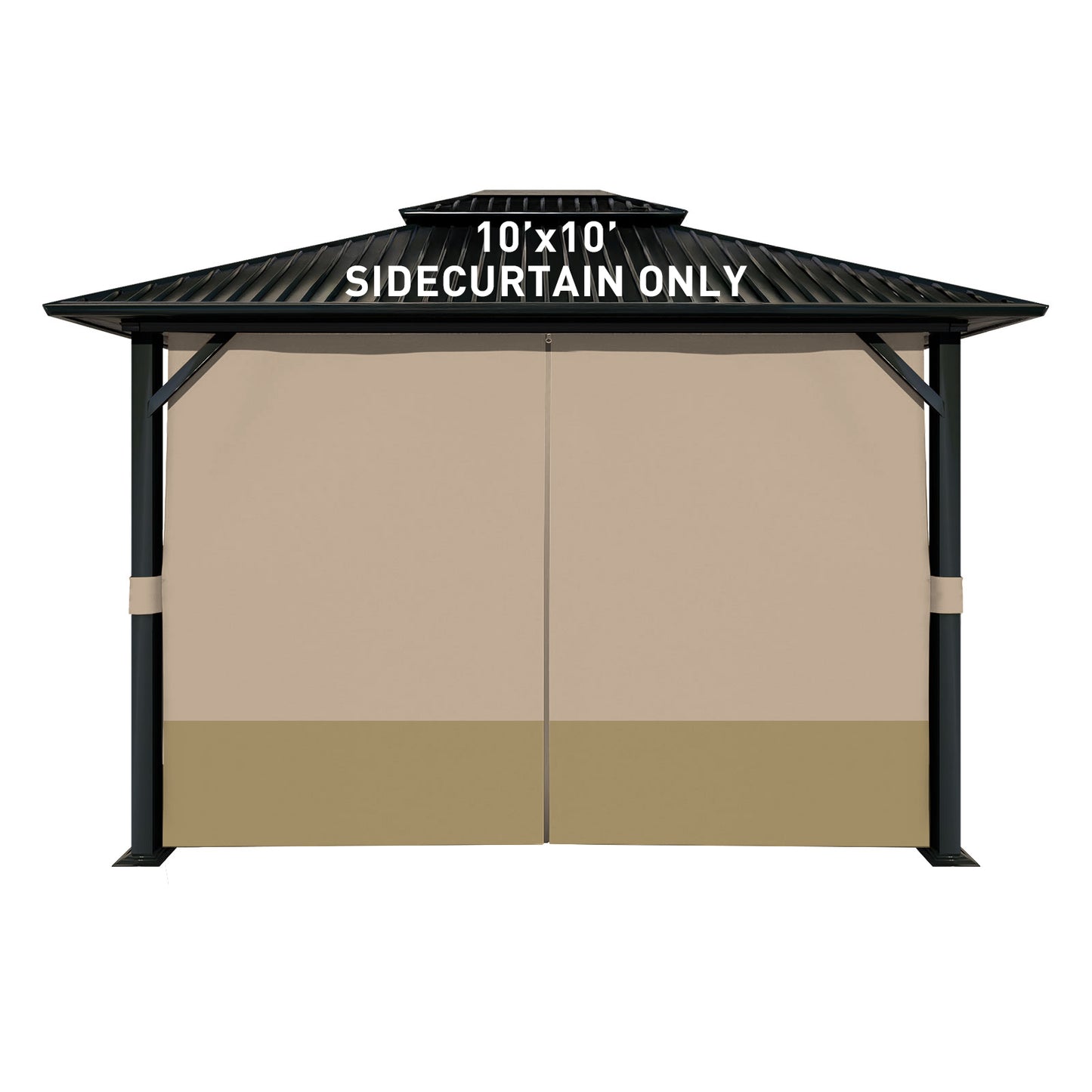 Outdoor Gazebo Curtains, 4 Panels Privacy Sidewall Replacement (Curtain Only) - Sand Yellow and Khaki