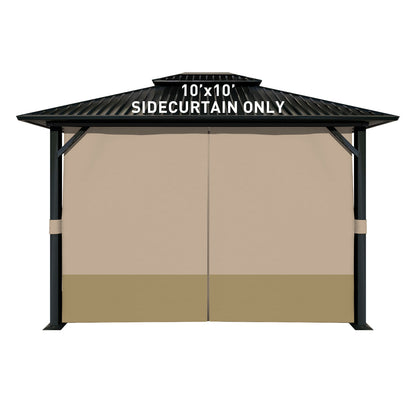 Outdoor Gazebo Curtains, 4 Panels Privacy Sidewall Replacement (Curtain Only) - Sand Yellow and Khaki
