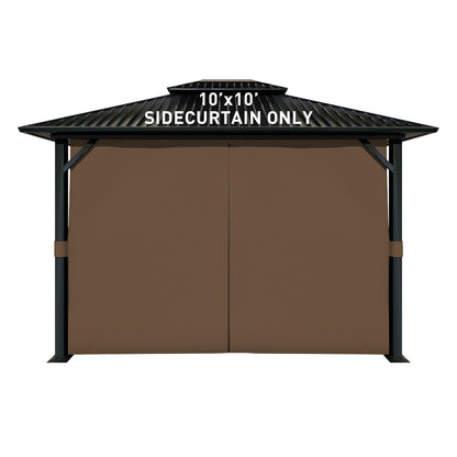 Outdoor Gazebo Curtains, 4 Panels Privacy Sidewall Replacement (Curtain Only) - Brown