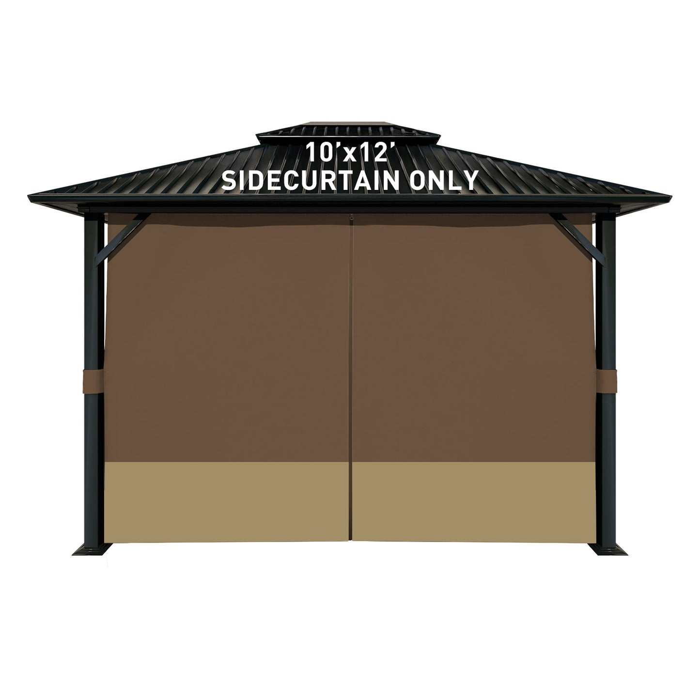 Outdoor Gazebo Curtains, 4 Panels Privacy Sidewall Replacement (Curtain Only) - Coffee and Khaki