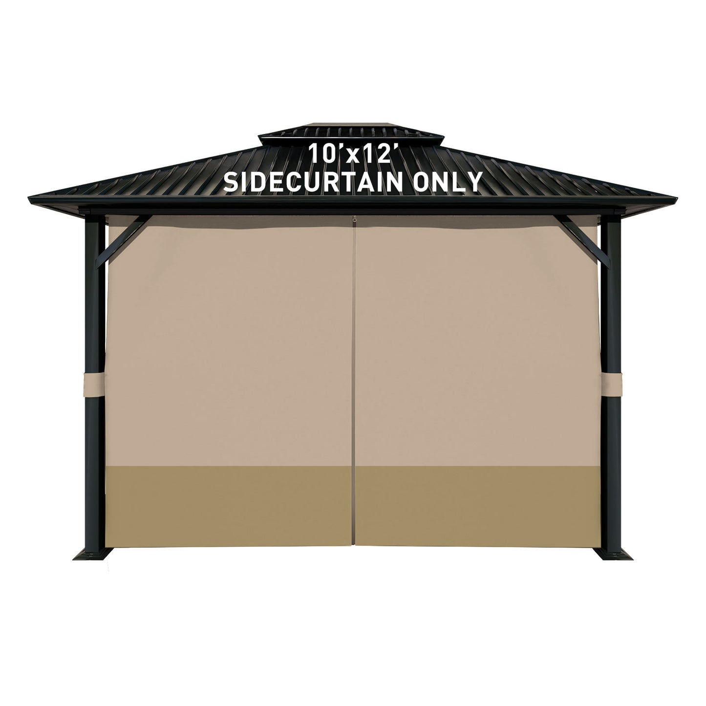 Outdoor Gazebo Curtains, 4 Panels Privacy Sidewall Replacement (Curtain Only) - Sand Yellow and Khaki