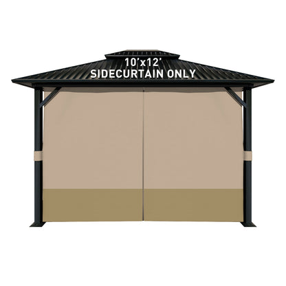 Outdoor Gazebo Curtains, 4 Panels Privacy Sidewall Replacement (Curtain Only) - Sand Yellow and Khaki