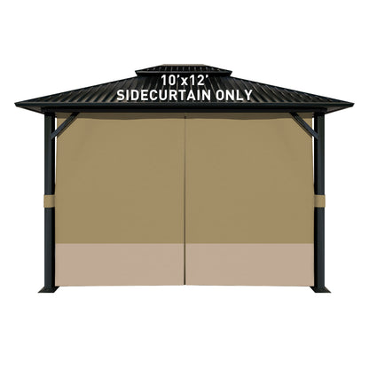 Outdoor Gazebo Curtains, 4 Panels Privacy Sidewall Replacement (Curtain Only) - Khaki and Sand Yellow