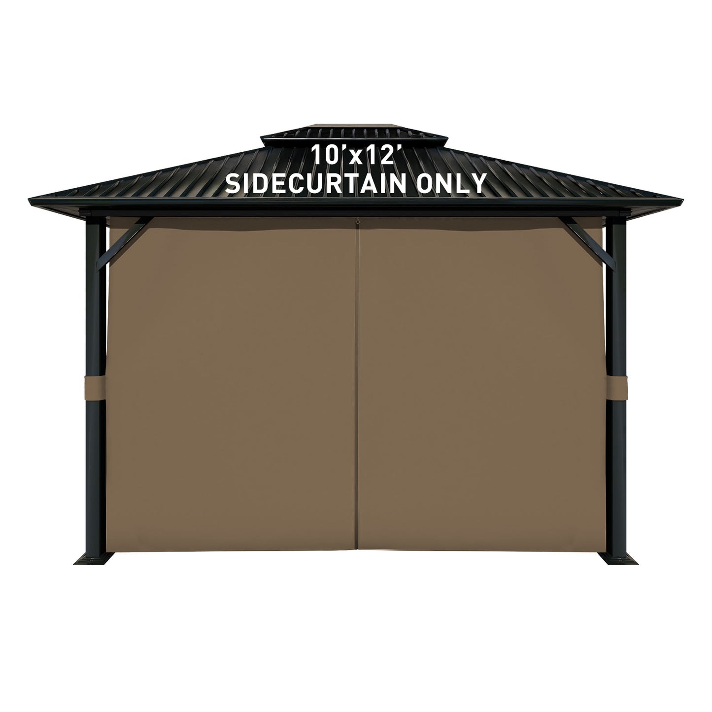 Outdoor Gazebo Curtains, 4 Panels Privacy Sidewall Replacement (Curtain Only) - Light Coffee