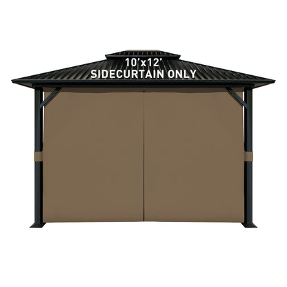 Outdoor Gazebo Curtains, 4 Panels Privacy Sidewall Replacement (Curtain Only) - Light Coffee