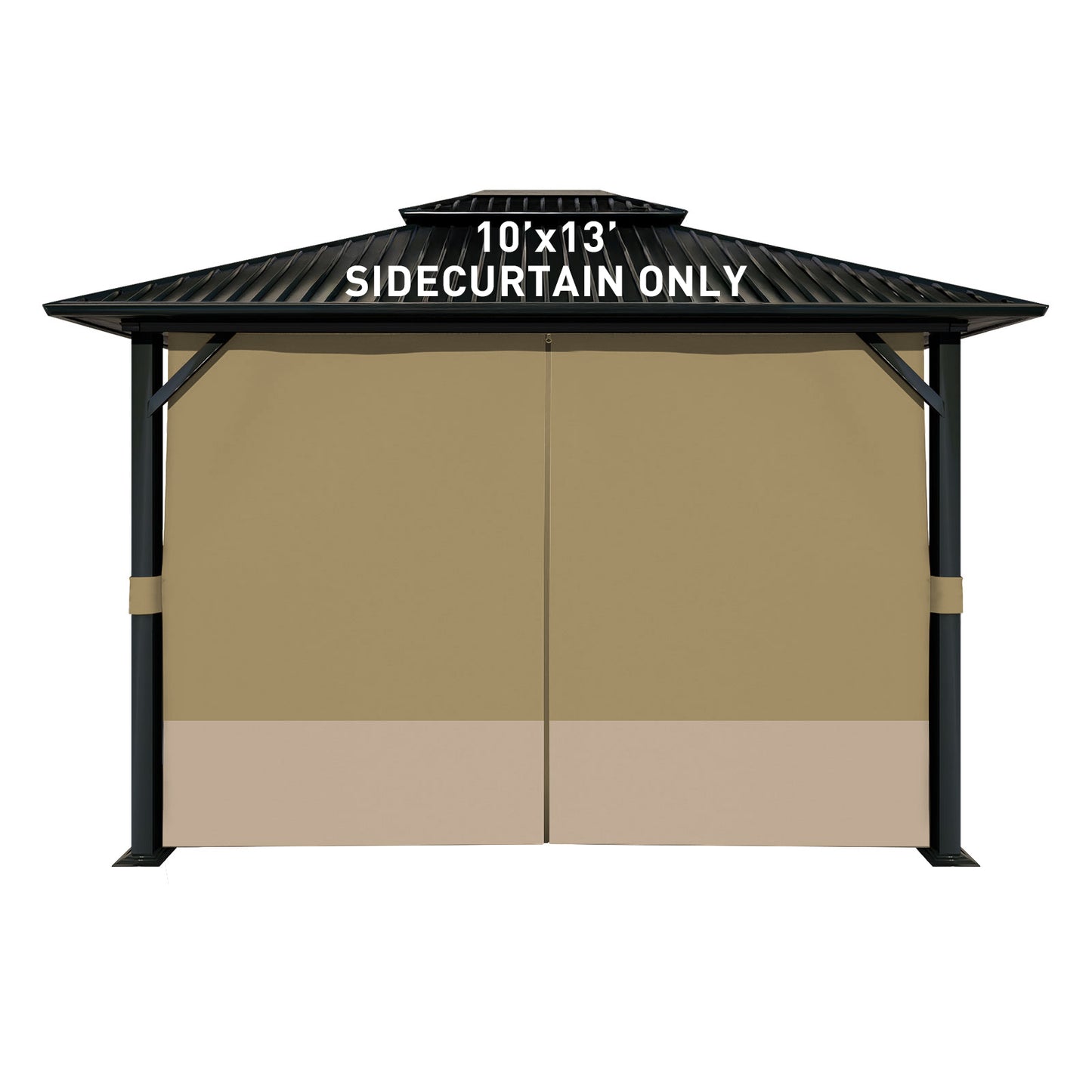 Outdoor Gazebo Curtains, 4 Panels Privacy Sidewall Replacement (Curtain Only) - Khaki and Sand Yellow