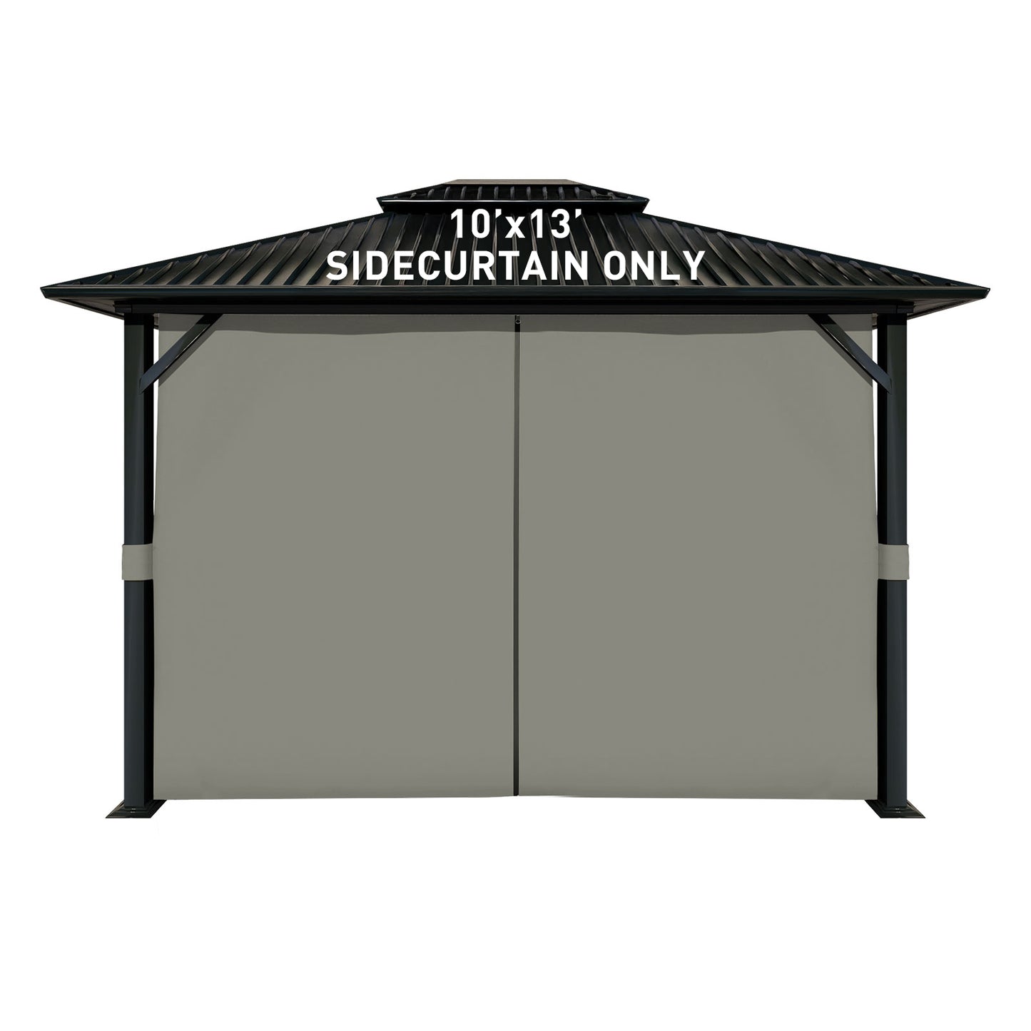 Outdoor Gazebo Curtains, 4 Panels Privacy Sidewall Replacement (Curtain Only) - Grey