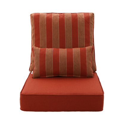 Outdoor Deep Seat Cushion Set with Lumbar Pillow, Patio Chair Back & Seat Cushions, Wine Red Stripes