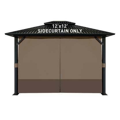 Universal Gazebo Curtain Set for Privacy Side Walls 4 Panels (Curtain Only) - Brown Coffee