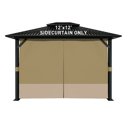 Outdoor Gazebo Curtains, 4 Panels Privacy Sidewall Replacement (Curtain Only) - Khaki and Sand Yellow