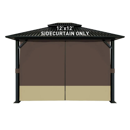 Universal Gazebo Curtain Set for Privacy Side Walls 4 Panels (Curtain Only) - Coffee Khaki