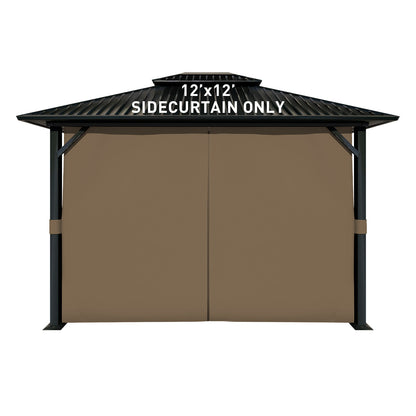 Outdoor Gazebo Curtains, 4 Panels Privacy Sidewall Replacement (Curtain Only) - Light Coffee